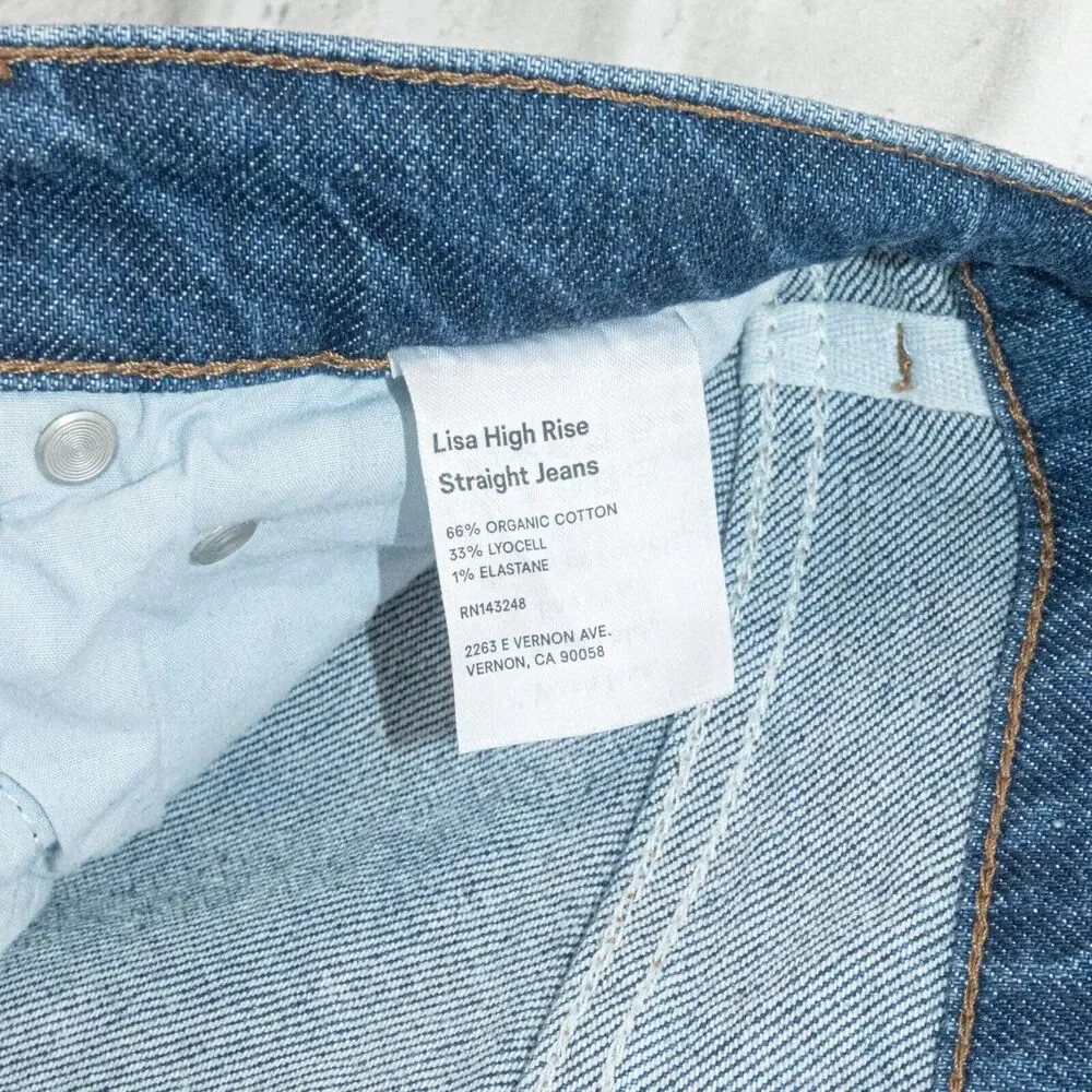 Reformation Women's Lisa High Rise Straight Leg Denim Jeans blue wash sz 26 - Picture 6 of 10